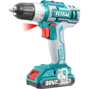 TOTAL accu boor-/schroevendraaier, 20 V Li-ion (2x), 2000 mAh, in tas, set van 47 stuks TDLI2002E Nieuwe Collectie