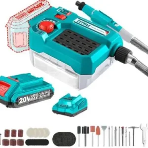 Handgemaakt TOTAL Accu rechte slijper, 20 V Li-ion, 2000 mAh, met accu en lader TMGLI20011