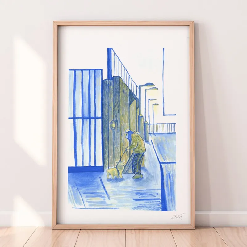 "I walk my human everyday." - Limited Edition Print (A3+) Weekendaanbieding