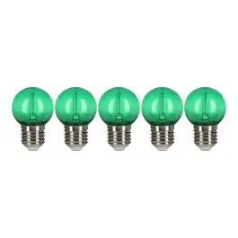 5 stuks LED Party Bulb Filament Kogel E27 0.6W Groen IP44| SameLight.nl Finale Uitverkoop