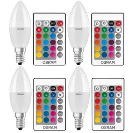 4 stuks Osram LED kaarslamp E14 4.9W/RGBW incl. afstandsbediening| SameLight.nl Beperkte Voorraad
