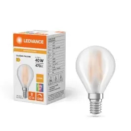 Alleen Vandaag Ledvance LED kogellamp E14 4.2W 470lm 2700K Mat Dimbaar Cri97 P45| SameLight.nl