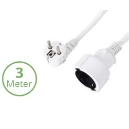 Wereldwijde Verzending PVC Verlengkabel Wit 3 meter met haakse stekker| SameLight.nl