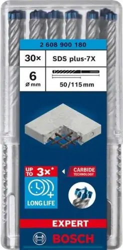 Aanbieding BOSCH EXPERT boor SDS plus-7X, 6x50x115 30 stuks 2608900180