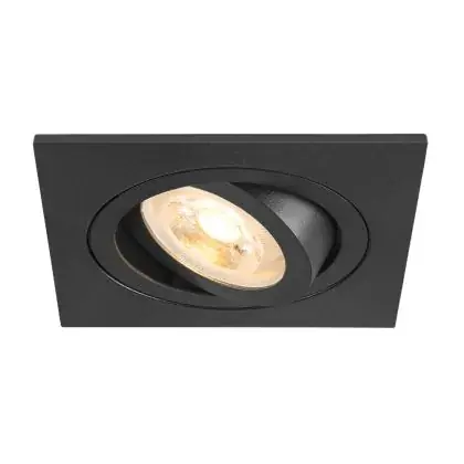 SLV New Tria 75 Spot Aluminium Zwart Vierkant | Zaagmaat 75mm - Geschikt voor 1x GU10 Korting