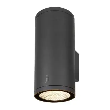 Wereldwijde Verzending SLV Enola Up/Down Wandlamp Aluminium Grijs Rond 55W 6000lm - 930-940 CCT | Buitenverlichting - IP65 - Beste Kleurweergave