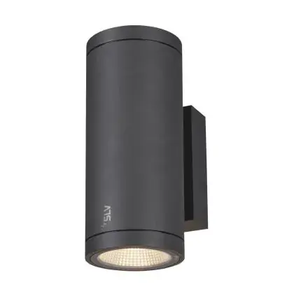 Beperkt Aanbod SLV Enola Up/Down Wandlamp Aluminium Grijs Rond 20W 1900lm - 940 Koel Wit | Buitenverlichting - IP65 - Beste Kleurweergave