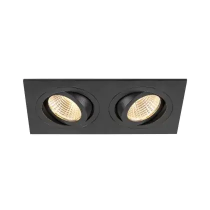 Bestseller SLV New Tria 155 Spot Aluminium Zwart Vierkant 14W 610lm 38D - 927 Zeer Warm Wit | Beste Kleurweergave - Dimbaar