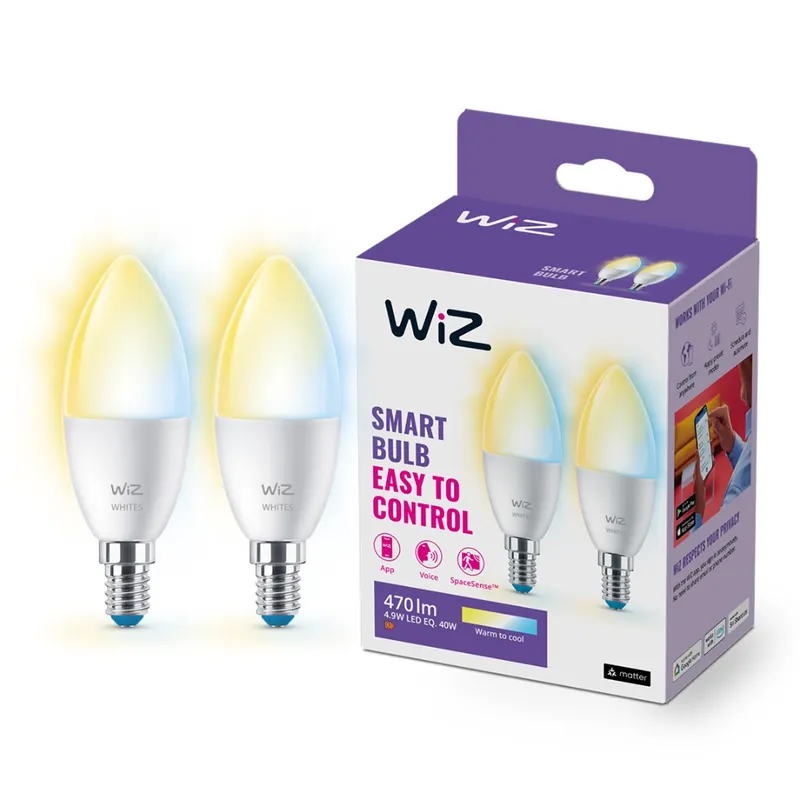 WiZ 2x E14 Kaars Warm tot Koelwit Licht 929002448742 Wereldwijde Verzending