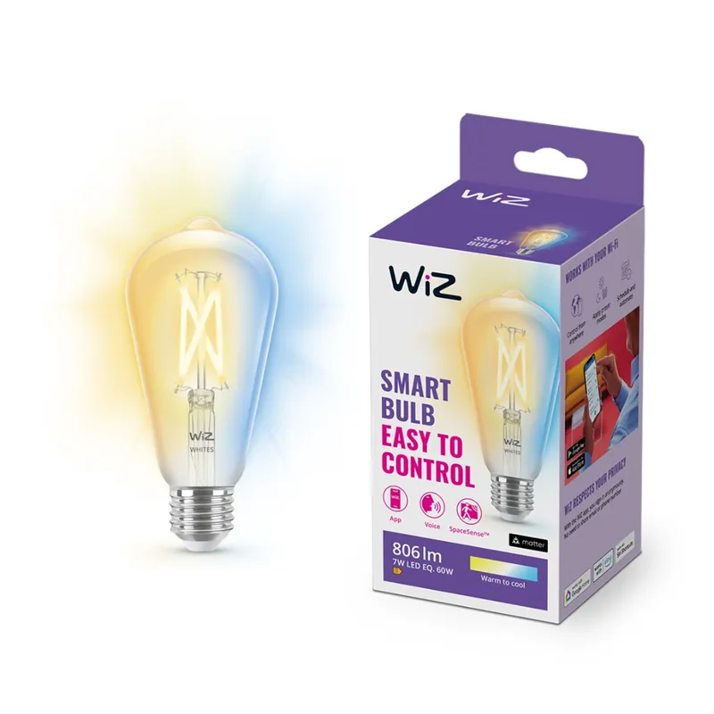 Lage Kosten WiZ E27 Filament Edisonlamp Warm tot Koelwit Licht 929003018622