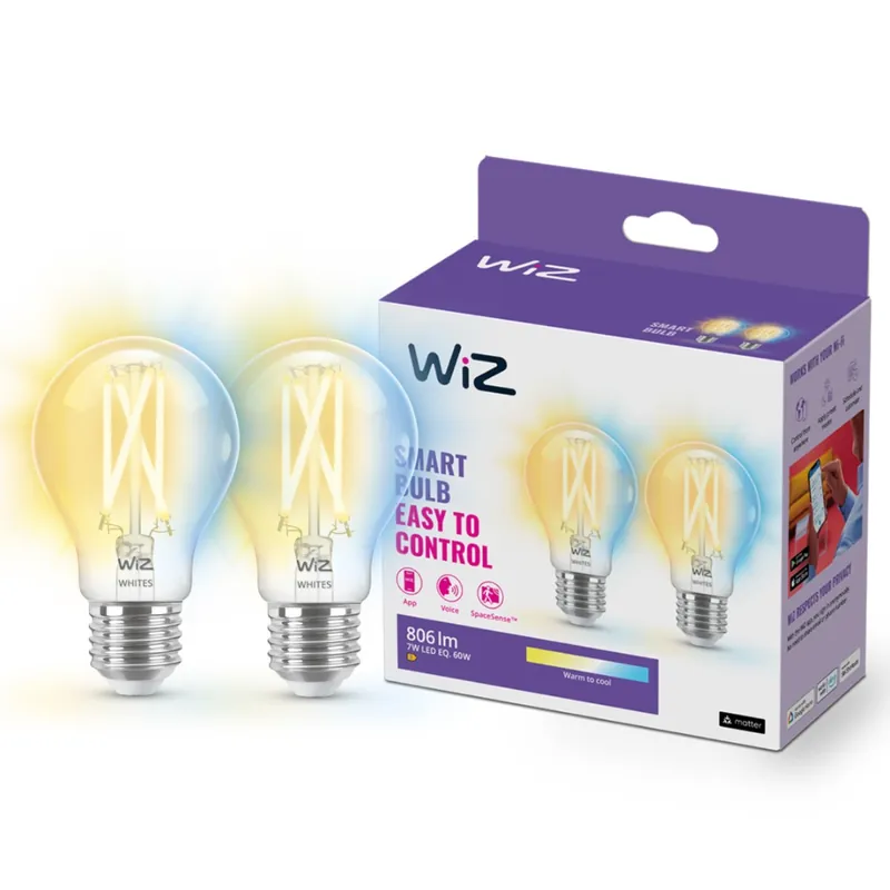 WiZ 2x E27 Filament Standaardlamp Warm tot Koelwit Licht 929003017242 Origineel