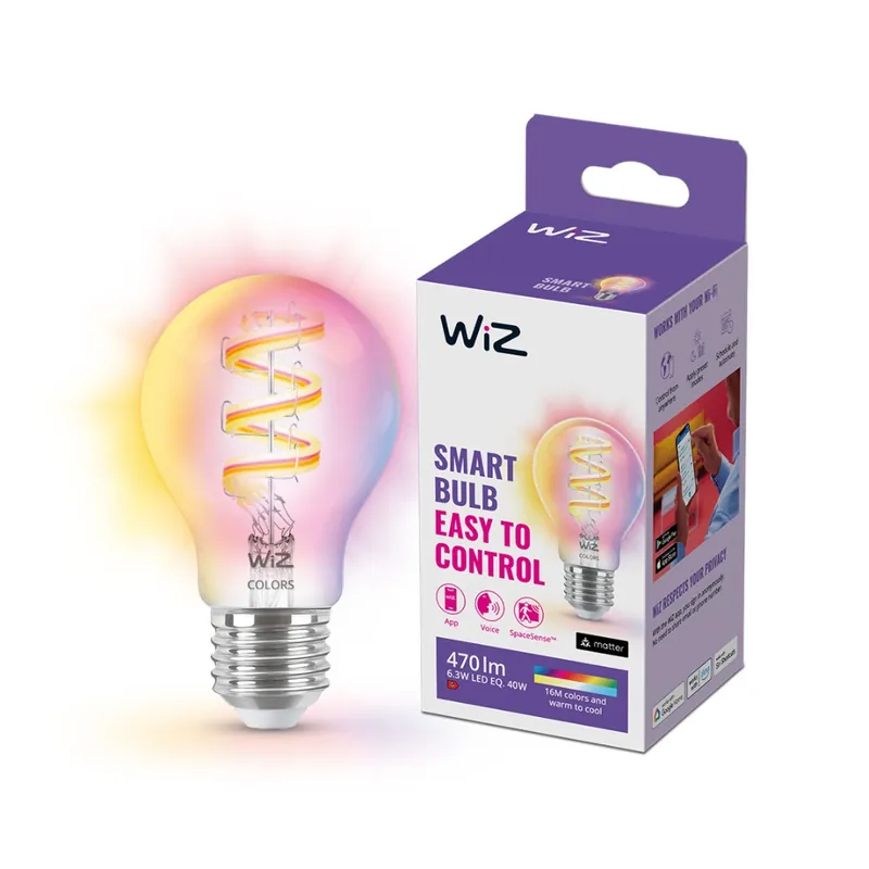 WiZ E27 Filament Standaardlamp Gekleurd en Wit Licht 929003267101 Fabrieksprijs